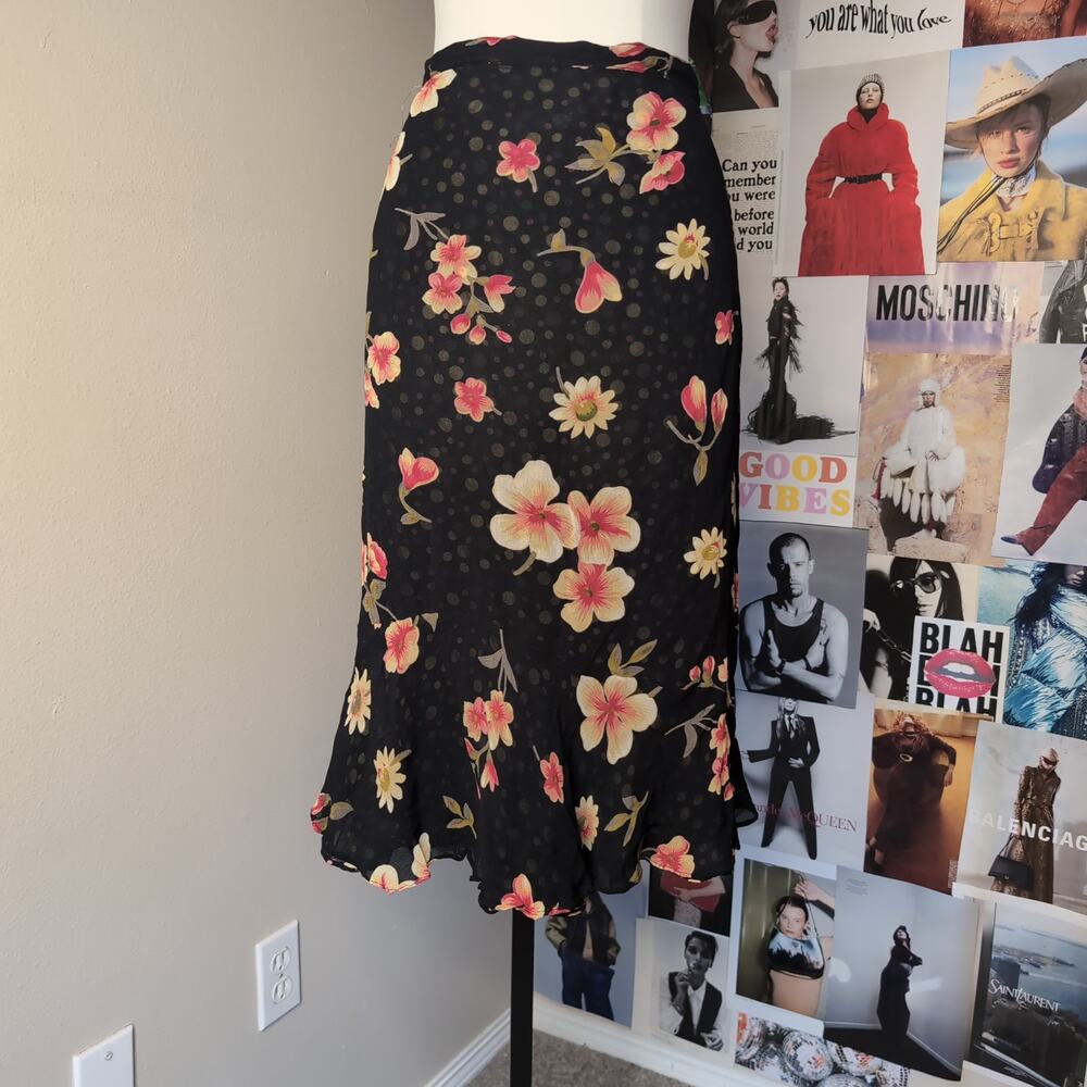 Vintage Floral Whimsy Midi Skirt
